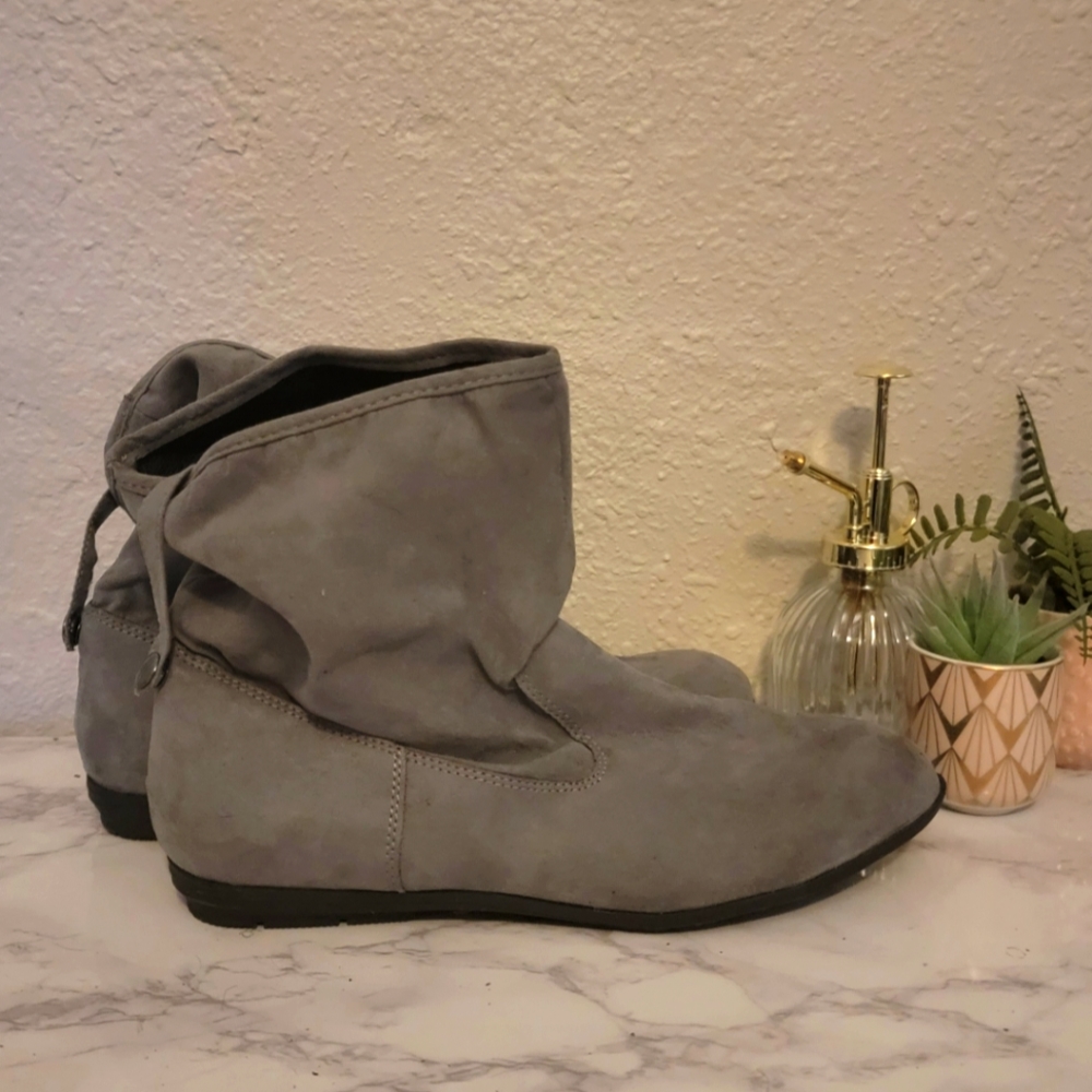 Gray ankle boots